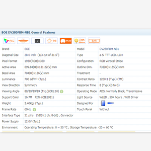 DV280FBM-NB1 Độ Sáng Cao Mô-đun Bảng Điều Khiển Màn Hình Hiển Thị Thanh Lcd Tft Cho Ô Tô Ips 28Inch - Product Image 3