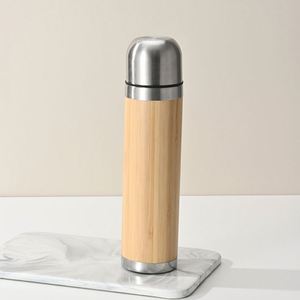 Custom Logo 450ml Bullet Shape Reusable Water <b>Bottles</b> Bamboo <b>Bottle</b> Insulated Vacuum <b>Steel</b> Water <b>Bottle</b> - Product Image 1