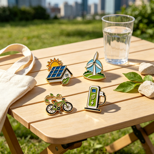 Badges métalliques personnalisés en émail dur, économiseurs d'eau, pour robinets de baril de pluie, jardins sur toit et villes vertes - Product Image 3