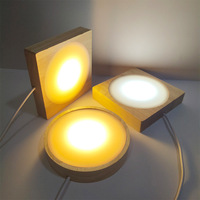 Yuanwen – support en bois LED, lampe d'affichage, tasse solide, bouteille en verre, cadre en cristal, lampe ronde de 100mm, vente en gros