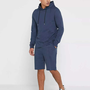 ชุดวอร์มผู้ชาย ผ้าฝ้าย เสื้อฮู้ดและกางเกงขาสั้น ชุดเข้าเซ็ต - Product Image 5