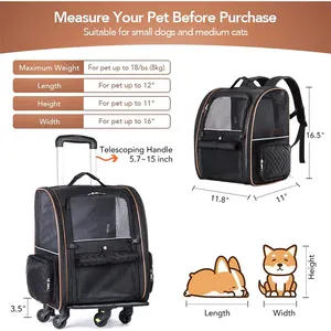 Wholesale Multifunctional Wheeled Pet Cat Carrier Backpack Breathable Travel Dog Bag Pet Trolley Bag