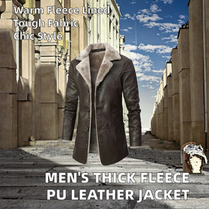 Veste en cuir PU épaisse pour homme pour l'hiver Fermeture éclair Poche Manteau pour le style décontracté, professionnel et streetwear - Product Image 3