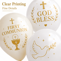 Ballons en latex imprimés pour la première communion, croix blanche et or, Dieu bénisse, ballons religieux pour la décoration de fête à l'église