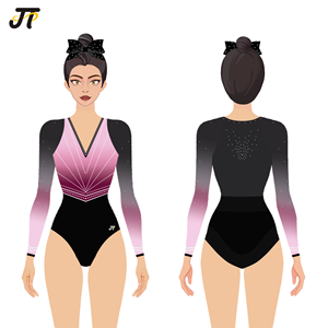 <span class=keywords><strong>Justaucorps</strong></span> de gymnastique sublimé pour filles, manches longues, rose, sur mesure, uniforme d'entraînement de danse pour usage professionnel - Product Image 1