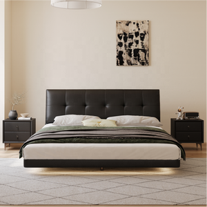 <span class=keywords><strong>Lit</strong></span> à <span class=keywords><strong>suspension</strong></span> moderne rembourré en similicuir avec cadre en chêne, taille King/Queen, confortable, écologique, durable, luxe pour chambre à coucher - Product Image 4