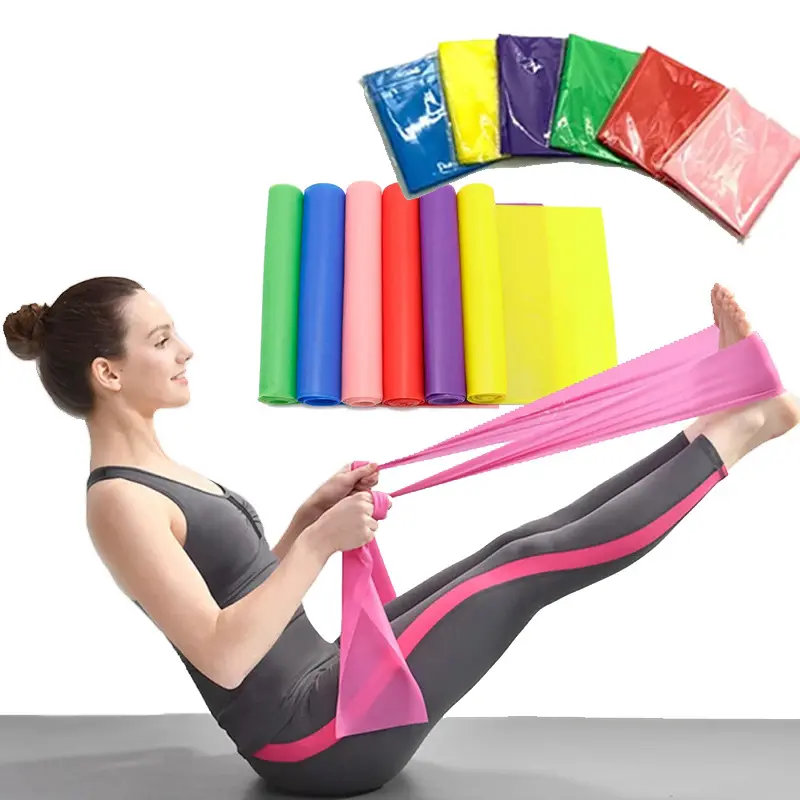 Benutzer definiertes Logo TPE Stretch Flache Gummibänder Thera band Roll Yoga Pilates Stretch Resistance Band
