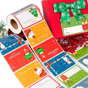 Rouleau d'étiquette auto-adhésive étiquette personnalisée cadeau décoratif décoration <span class=keywords><strong>de</strong></span> Noël boîte cadeau autocollants d'étiquette autocollant joyeux Noël - Product Image 6