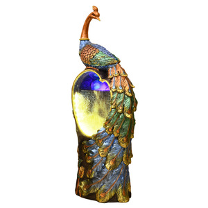 Fuente de Agua Decorativa con Diseño de Pavo Real Estilo Chino, con Retroiluminación, Decoración de Piso para Interiores, Regalo para el Hogar - Product Image 4