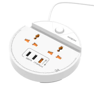 Moxom Multifungsi Ekstensi Soket dengan 3USB Bayi Keselamatan Listrik Smart Power Socket Tenaga Putaran Strip