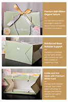 Sacs cadeaux en papier vert matcha personnalisés, recyclables, résistants à l'humidité et imperméables, dégradé rose, lettres de vœux, fleurs pastel mélangées
