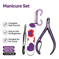 Ensemble d'outils professionnels pour manucure et pédicure violet pour la maison et le salon