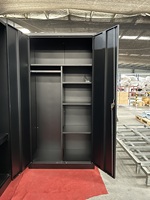 Armoire de rangement en acier verrouillable noire, casier métallique à 2 portes pour l'école, le bureau, la salle de sport