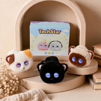 Pendentif de sac en peluche chat mignon à commande vocale IA, avec gyroscope vibrant, yeux LED et contrôle par application, personnalisable