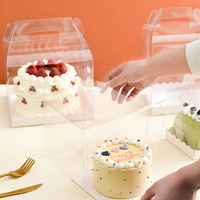 Vente en gros de contenants à desserts Tiramisu de 3/4/5/6/8 pouces, boîtes d'emballage pour gâteaux en plastique transparent avec carton et poignées