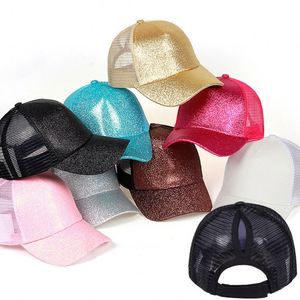 Gorras de béisbol de verano para mujer al por mayor con purpurina, sombreros de malla con cola de caballo y lentejuelas para dropshipping - Product Image 3