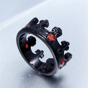 Unisex <strong>Man</strong> Woman Jewelry Stainless Steel Gothic Retro Style Crystal <strong>Ruby</strong> Crown <strong>Rings</strong> - Product Image 3