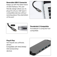 Hub 9-en-1 Usb type-c, adaptateur de Dock, avec sortie 4k Hd, chargement Pd, lecteur de carte Sd, Tf, 3 ports Usb Ethernet 3.0