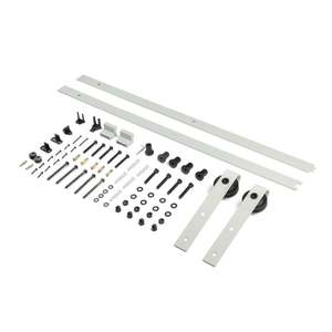 White <b>Sliding</b> <b>Barn</b> <b>Door</b> Hardware Track and Rail Hanger With <b>Door</b> Stopper and Anti-jumper - Product Image 3