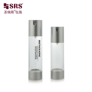 TA021-100ml vide AS en plastique mat argent haut bas moyen clair bouteille transparente correspondant avec pompe sans air pour la comédie - Product Image 6