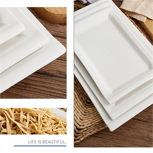 Assiettes rectangulaires de restaurant occidental de style simple moderne <span class=keywords><strong>Assiette</strong></span> de service à dessert de 10 pouces Assiettes blanches en porcelaine - Product Image 6