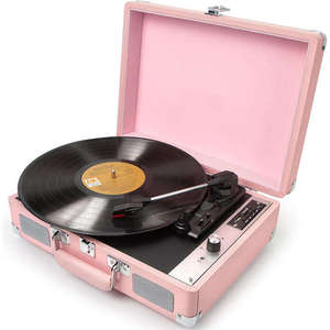Tourne-disque portable rétro sur mesure, style valise, avec haut-parleur intégré et lecteur de musique BT pour la maison - Product Image 5