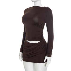 Vestido Viviblook C26DS304 para Mujer, Nuevo Vestido de Otoño de Manga Larga con Puntadas Cruzadas, Plisado, para Fiesta de Noche, Mini Vestido Ajustado - Product Image 2