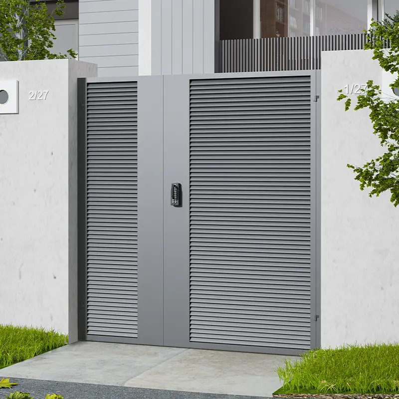 JHR yeni Model toz kaplı siyah alüminyum tek kapı kaldırım kapısı güzel görünümlü salıncak kapısı alüminyum FenceGate