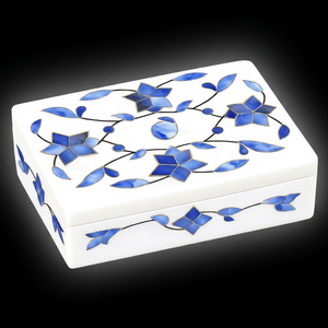 Boîte à bijoux de style moderne en nacre verte, motif floral, artisanat de haute qualité, fabrication internationale, disponible - Product Image 1