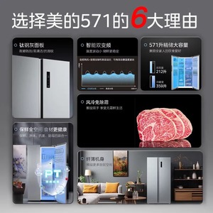 Réfrigérateur Midea 571L Side-by-Side, double inverter, sans givre, grande capacité, écoénergétique - Product Image 2