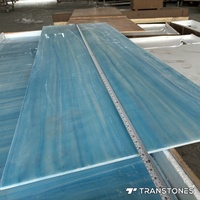 Pierre d'albâtre bleu rétro-éclairé Onyx translucide pour hôtel commercial mur et comptoir de bar tablette haut en gros