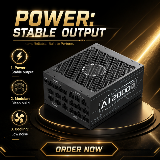 2000W Full Modular ATX Power Supply High Stability Overload Protection for AI GPU Workstation