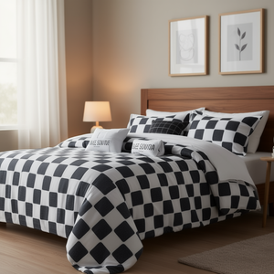 Juego de Edredón Moderno a Cuadros, 4 Piezas, Tamaño Queen/Full, Ropa de Cama Geométrica, Accesorio Decorativo para el Hogar, Uso en Todas las Estaciones - Product Image 2