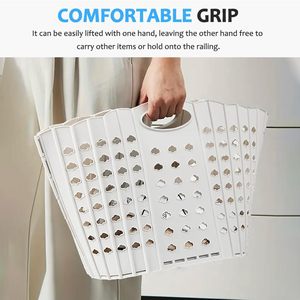 Collapsible Laundry <b>Basket</b>,63L/16.6 Gallon Large <b>Plastic</b> Laundry <b>Basket</b> with Carry Handle,Space-Saving,Foldable Laundry <b>Basket</b> - Product Image 5