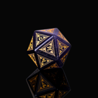 Ensemble de dés DND en cristal œil de chat violet, faits à la main, écologiques, 7 pièces, dés polyédriques gravés en pierres précieuses, motifs dorés, Dungeons & Dragons