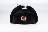 Gorro Ruso Soviético Personalizado con Logotipo, Impermeable, de Piel Artificial de Conejo, Ushanka, para Clima Frío de Invierno, para Hombre, con Estrella Roja Soviética