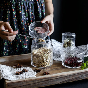 Bocaux de rangement martelés pour la cuisine avec couvercle en verre - Product Image 3