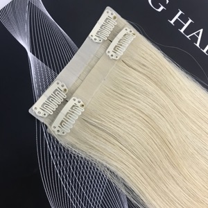 Timida molletta da fabbrica in estensione vergine cambogiana Remy senza soluzione di continuità in PU invisibile doppia Clip disegnata estensioni dei capelli 100% capelli umani - Product Image 1