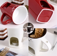 Tasses personnalisées de 130 ml, four à fusion pour glace, fromage, chocolat, tasse en céramique créative avec fourchette pour le placement de bougies, four de chauffage