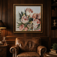 Peinture à l'huile décorative faite à la main sur toile moderne de taille personnalisée, fleur de pivoine rose chinoise, B&C ART Guangdong