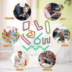 8 piezas de juguetes sensoriales de plástico de 24 eslabones para autismo, serpientes de clic, Wacky Tracks, juguetes antiestrés para niños - Product Image 4