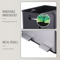 Poubelle à double pédale de recyclage 2x15L en acier inoxydable personnalisée avec double compartiment pour le nettoyage