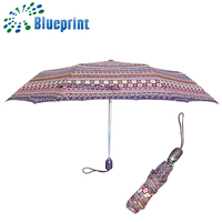 Payung Lipat 3 Custom Print Diameter Terbuka 99 Cm 8 Tulang, Bahan Pongee High Density 190T, Tekanan Air (H2O) 1000mm, Buka Tutup Otomatis