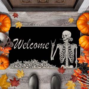 Tapis de porte rectangulaire en velours cristal pour Halloween, en polyester, antidérapant, facile à nettoyer, pour la décoration d'entrée - Product Image 3