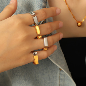 แหวนทรงเรขาคณิตพร้อมดีไซน์ช่องเปิดเล็กๆ ของขวัญเครื่องประดับแฟชั่นสำหรับทุกเพศสำหรับการสวมใส่ในชีวิตประจำวัน - Product Image 5