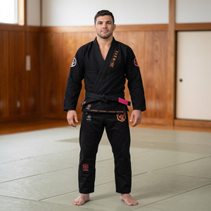 Kimono de BJJ Negro Unisex, Poliéster/Algodón, Transpirable, Resistente, 450g, Corte Regular, Uniforme de Artes Marciales para Adultos, Logotipo Frontal - Product Image 3