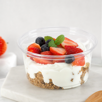 117mm diameter, 14oz PET plastic fruit schaal, wegwerpbaar, hoge kwaliteit, transparante verpakking voor ijs, gelei, yoghurt en desserts