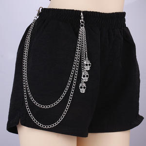 Cadena para Pantalones con Diseño de Calavera, Doble Capa, Cadena Corporal de Metal, Joyería de Moda para Halloween, Aleación de Zinc, Estilo Transfronterizo - Product Image 1