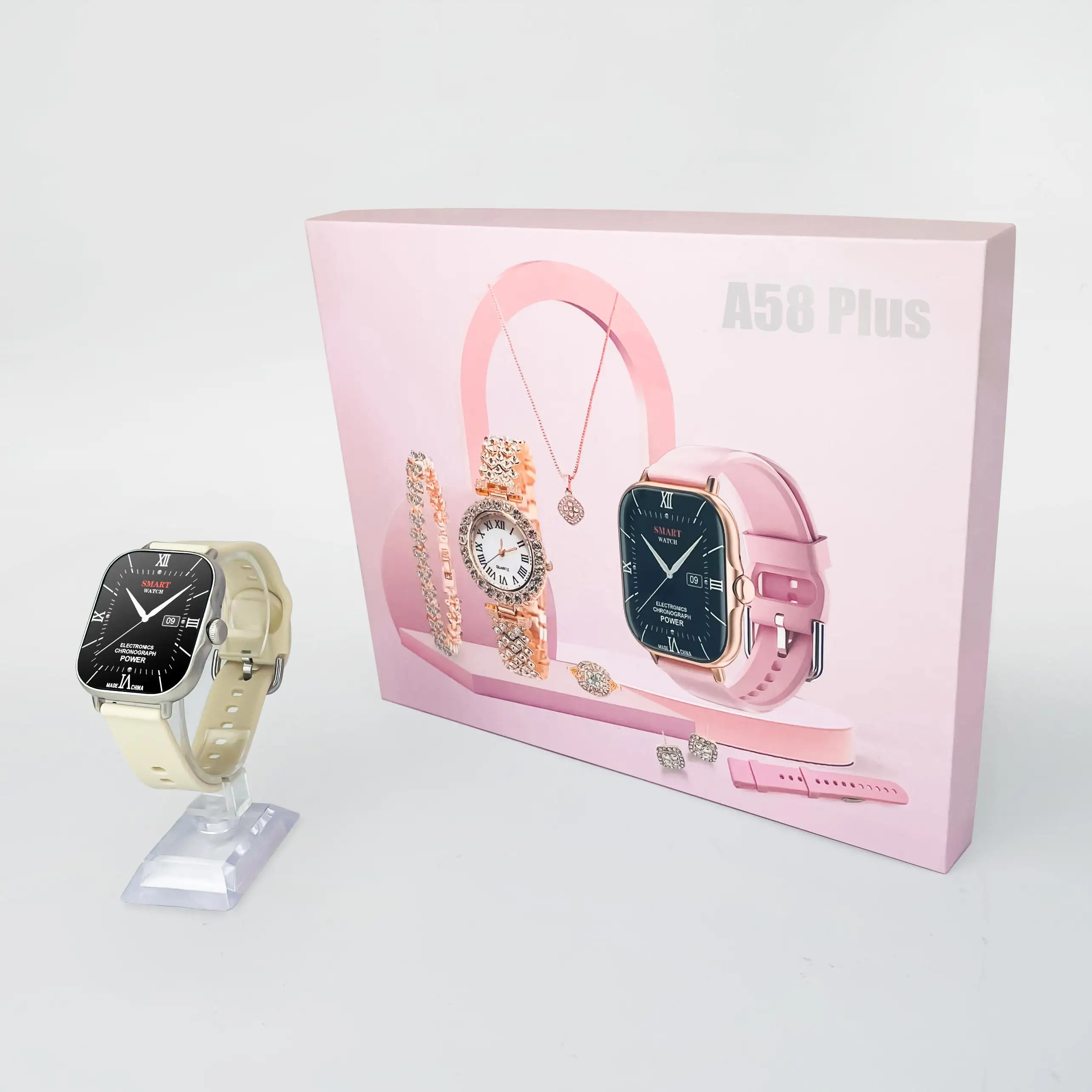 2024 Smartwatch exercice moniteur de fréquence cardiaque avec bijoux cadeaux de vacances pour les femmes cadeaux de nouvel an