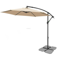 Parasol de terrasse déporté en fer, pliable, étanche, avec mécanisme de bascule par pression, de 3 mètres, pour extérieur